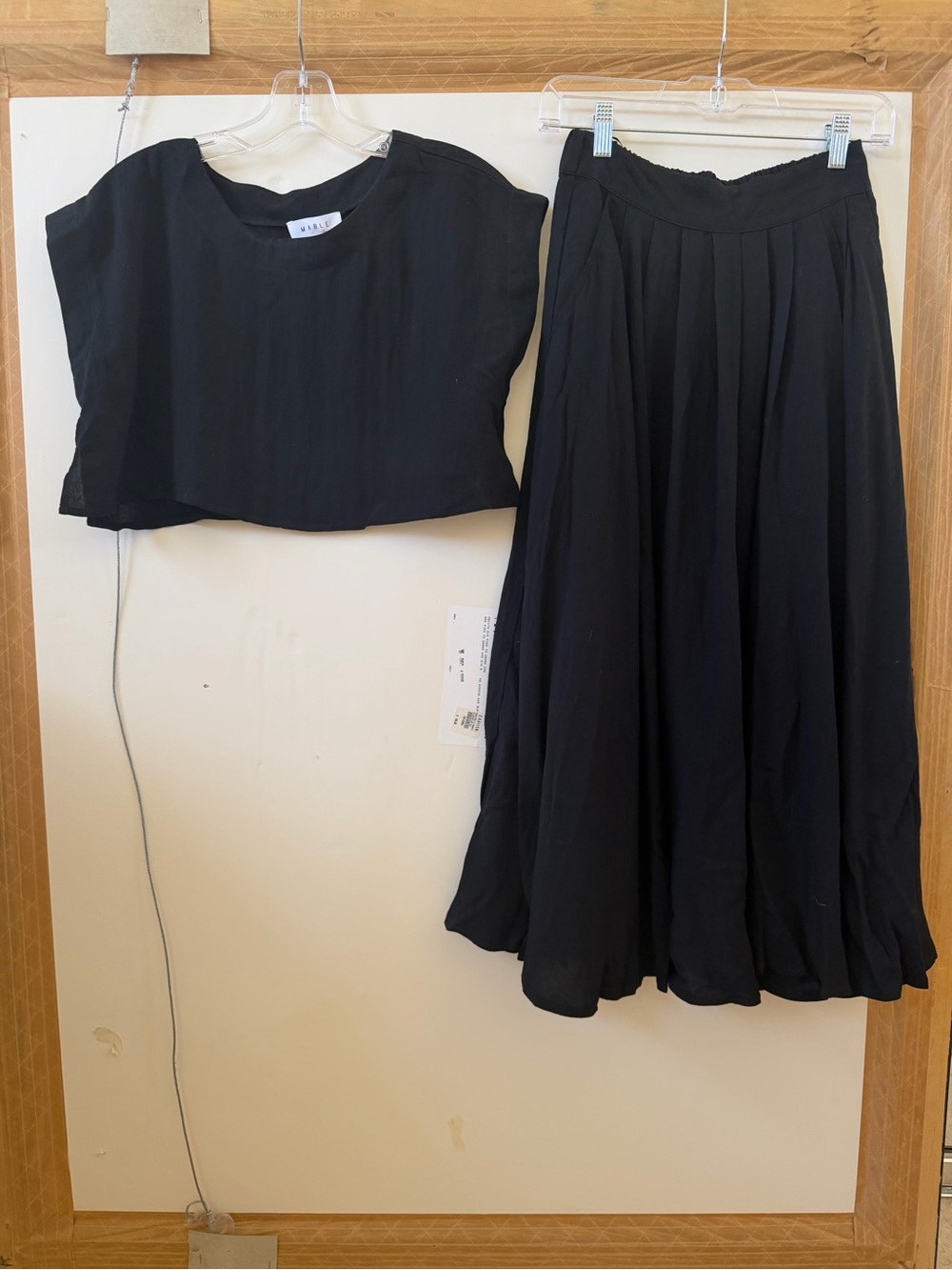 MARBLE Black Two-Piece Pleated Maxi Skirt Set